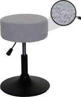 thumbnail of Hocker höhenverstellbar und drehbar | Sitzhöhe 45-57cm | Durchmesser 37cm | Stoff Bouclé | Grau | Sitzhocker Schminkhocker