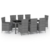 thumbnail of vidaXL 9-tlg. Garten-Essgruppe mit Kissen Poly Rattan Grau