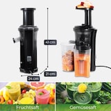 thumbnail of KLAMER Slow Juicer Gemüse und Obst, Entsafter mit Rückwärtsgang, elektrische Fruchtpresse mit Bürste und 2 Behältern, schlankes Design, schwarz