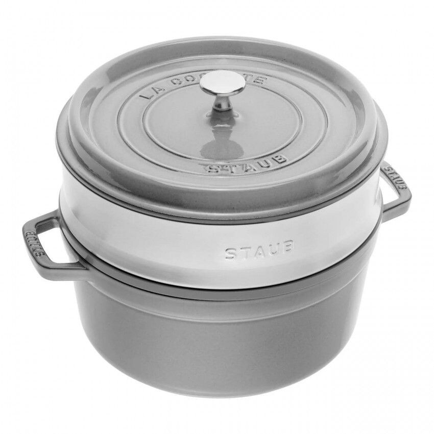 Cocotte Redonda Con Vaporera Staub 26 Cm Color Gris Grafito