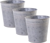 thumbnail of Jinfa® | Metalltöpfe verzinkt | Zink | Höhe: 10 cm Ø 13 cm | 3 verzinkte Metalltöpfe mit 3D-Prägungen | Pflanztopf, Aschenbecher oder Dekoration,1.2L