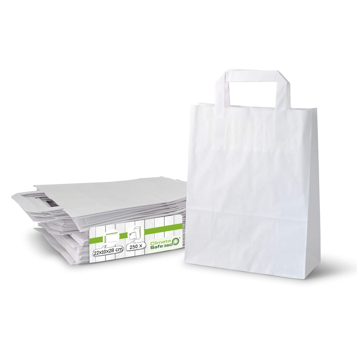 greenbox - Tragetaschen aus Kraftpapier M, 22 x 10 x 28 cm, weiß, 250 St.