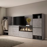 thumbnail of Sideboard, Mobil, Buffet, Ablage, 334x35x145cm, Schlafzimmer, XXL-Elektrokamin, Schubladen, Schuhschrank, Offener Schrank, Zementgrau _ 450_64