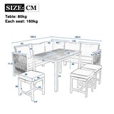 thumbnail of Merax Gartenlounge-Set für 8 Personen, Gartenmöbel Sitzgruppe(7-tlg), mit Seilgeflecht, Akazie, Grau