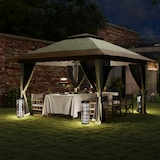 thumbnail of Outsunny carpa plegable gazebo 3,6x3,6 m con 4 paredes laterales de malla anti-UV altura ajustable bolsa de arena y bolsa de transporte crema