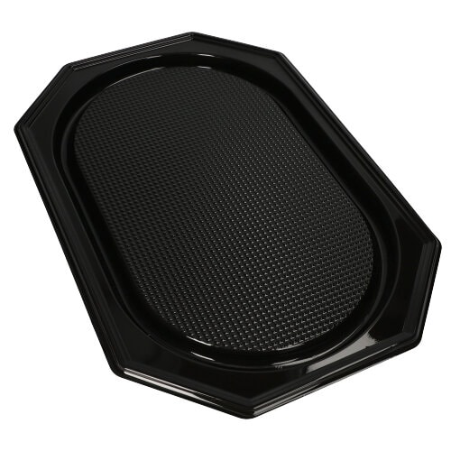 100 Servierplatten, PET 55 x 36 cm schwarz Partyplatte