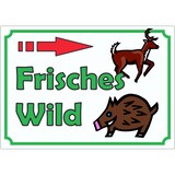 thumbnail of Werbeaufkleber Aufkleber Frisches Wild mit Pfeil nach rechts A8 (52x74mm)