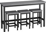 thumbnail of Bartisch Set mit 3 Hockern Grau 148x40x90 cm, MDF Metall, moderner langer Küchentisch platzsparend, einfache Montage