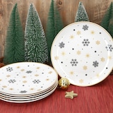 thumbnail of 6x Stars schwarz & gold Speiseteller Steingut 6 Personen Essteller Weihnachten