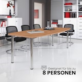 thumbnail of bümö Konferenztisch oval 220x103 cm großer Besprechungstisch in Asteiche, Besprechungstisch mit Gestell in Weiß, Meetingtisch für 8 Personen,