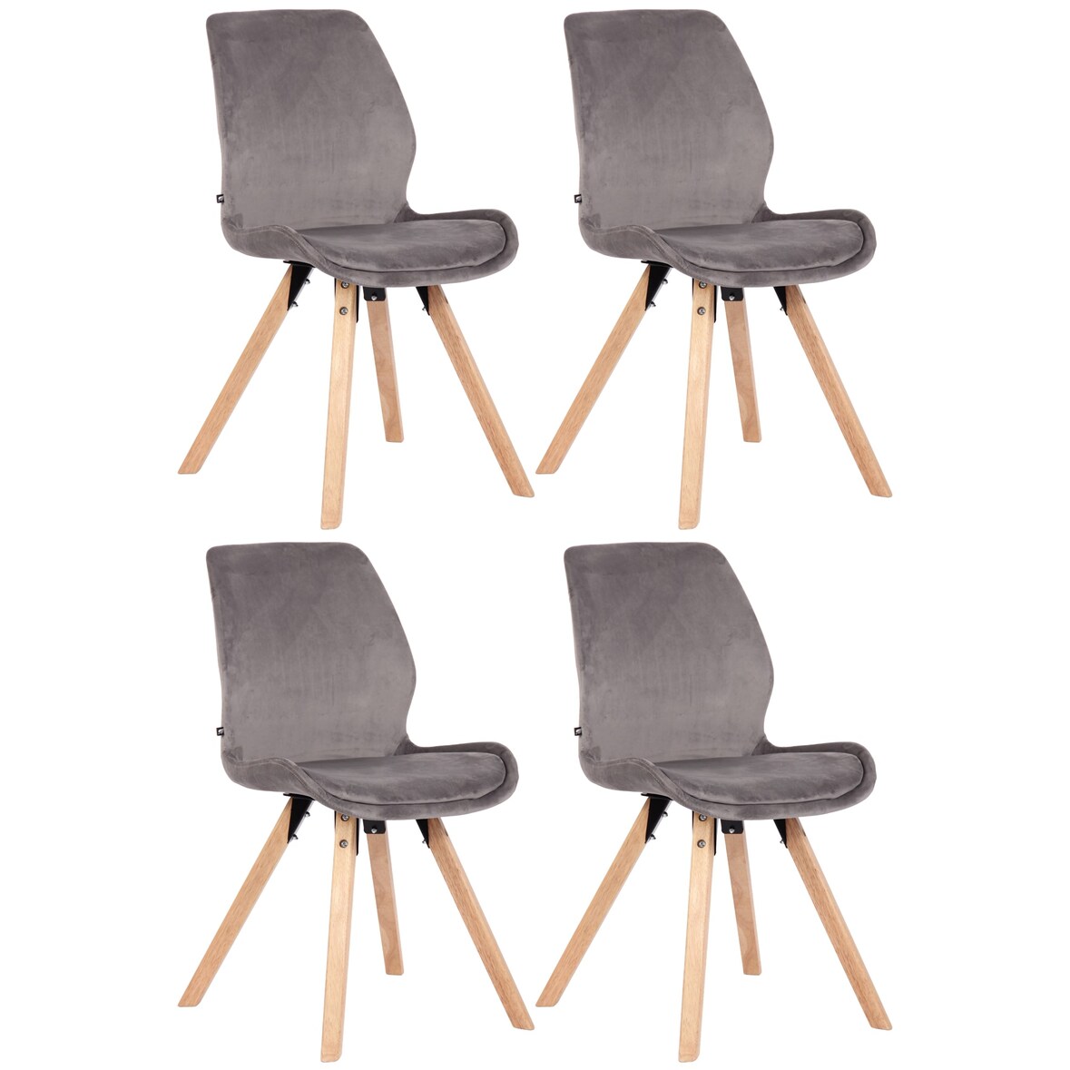 CHEFGASTRO 4er-Set Esszimmerstuhl MALIBU Samt HxBxT 87,5x49x58cm Grau Küchenstuhl