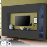 thumbnail of Dmora Wohnzimmermöbel Donatello, TV-Wohnzimmer-Set, Mehrzweck-Wohnzimmermöbel mit Vitrine und LED-Licht, 100% Made in Italy, cm 260x30h180, Anthrazit