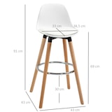 thumbnail of HOMCOM Conjunto de 2 Bancos de Bar Estofado em PU Bancos Altos de Cozinha com Pés de Madeira para Cozinha 40x42x91cm Branco