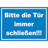 thumbnail of Schild Bitte die Tür immer schließen weiss-blau A0 Rückseite selbstklebend