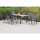 thumbnail of Merxx Paxos Gartenmöbel Set 7tlg., 6 Klappsessel, 1 Ausziehtisch, Aluminium/Textil/Akazie