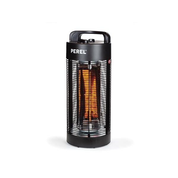 Aquecedor de pátio móvel, 1200 W, carbono, com proteção de inclinação, 2 níveis de calor, oscilação, esplendor, metal, preto