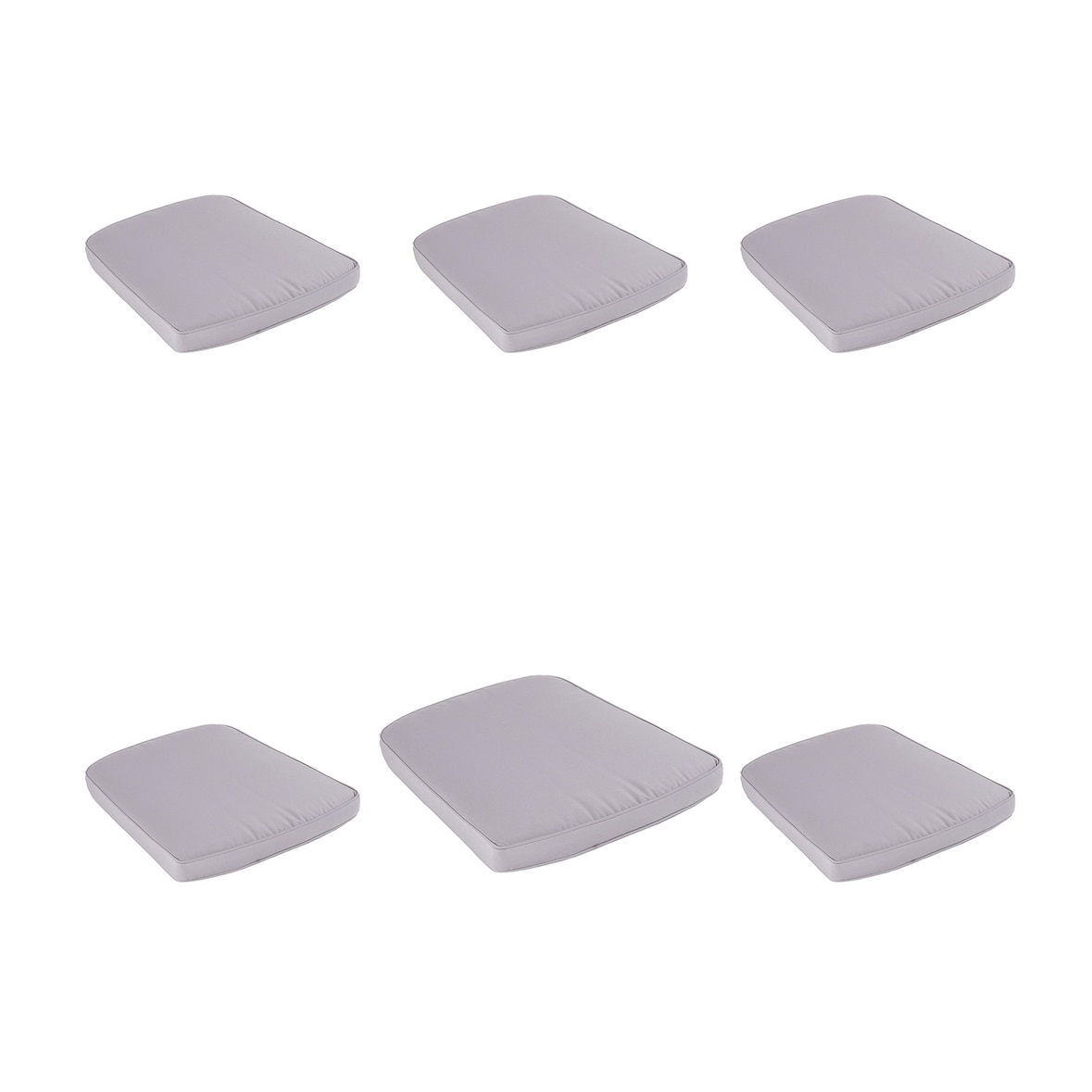 Pack 6 cojines para sillas de jardín, Forma curva, color piedra, Tamaño 45x47x5 cm, Repelente al agua, Desenfundable