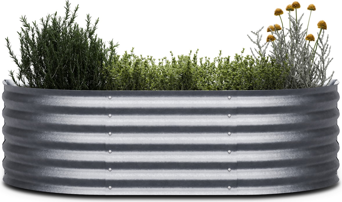 High Grow Extended Hochbeet 150 x 43 x 60cm Stahl-Wellblech einfacher Aufbau rost- und frostsicherSilber