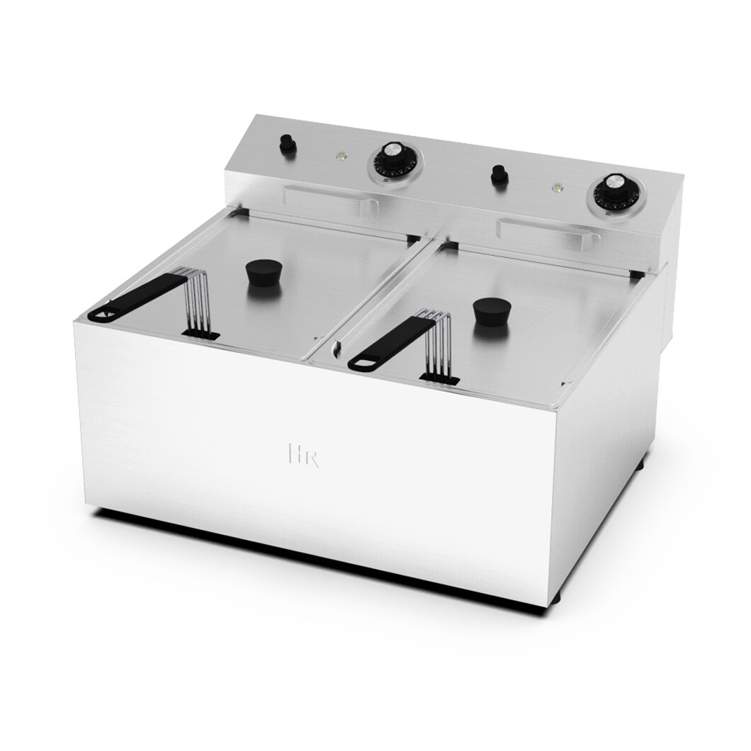 Freidora Industrial Eléctrica Doble Sin Grifo 10+10L FD10L10LS de HR Fainca