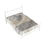 thumbnail of OKWISH Einzelbettgestell 140x200 Metallbett Stahlrahmen stabil 150kg belastbar Kopfteil Muster Anti-Rutsch Anti-Lärm Bettgestell für Gästezimmer Weiß