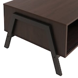 thumbnail of Couchtisch HWC-O40, Wohnzimmertisch Sofatisch, Staufächer Schiebetür MDF Metall Melamin 42x120x60cm ~ Walnuss-Optik