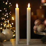 thumbnail of LED Stabkerzen Tafelkerzen Dinner Spitzkerzen rustikal 24cm weiß 2St