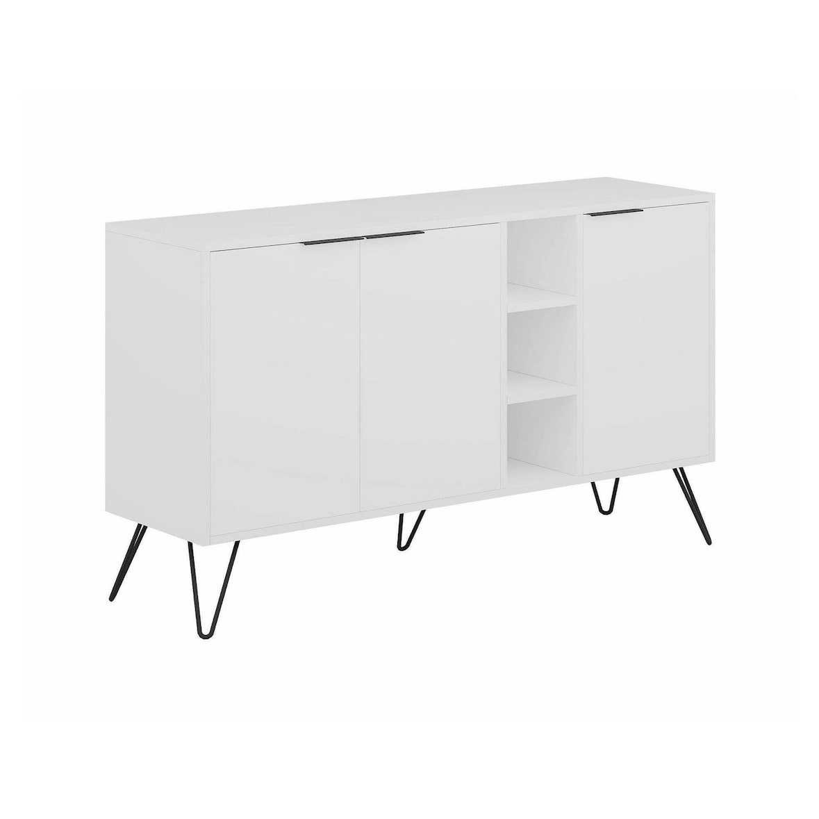 Dmora Credenza Dpenz, Buffet da soggiorno, Madia da salotto, Dispensa da cucina, 142x36h83 cm, Bianco