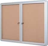 thumbnail of Quadro de avisos de cortiça com portas giratórias fechadas, quadro de mensagens para montagem na parede interior, 10 A4, estrutura de alumínio