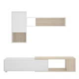 thumbnail of Dmora Wohnwand Denali, modulares Eck-Wohnzimmerset, Multipositions-Wohnzimmermöbel, 230 x 41 x 180 cm, Weiß und Eiche