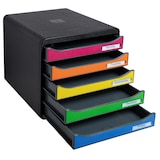 thumbnail of Exacompta - Réf. 309798D - BIG BOX PLUS - Caisson 5 tiroirs  - Dimensions extérieures :  Prof. 34,7 x l 27,8 x H 27,1cm - Noir/Arlequin