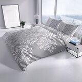 thumbnail of Bettwäsche Baumwolle 135x200cm Biber Beige Taupe Gestreift Ornamente warm flauschig mit Reißverschluss 4 teilig