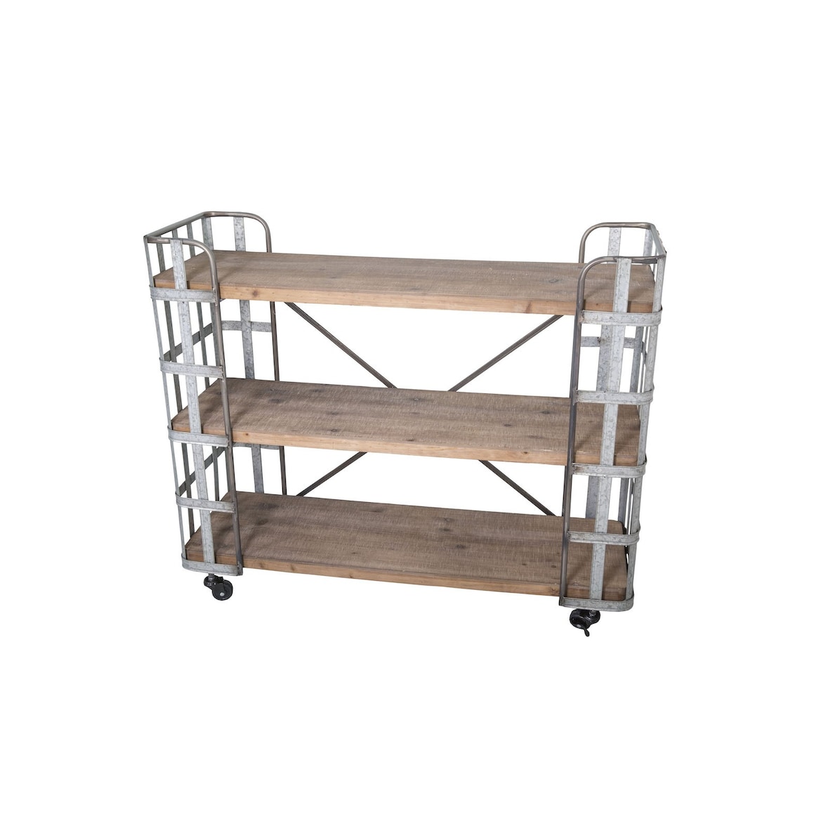 Etagère à 3 niveaux en zinc et bois L102 x P34 x H85
