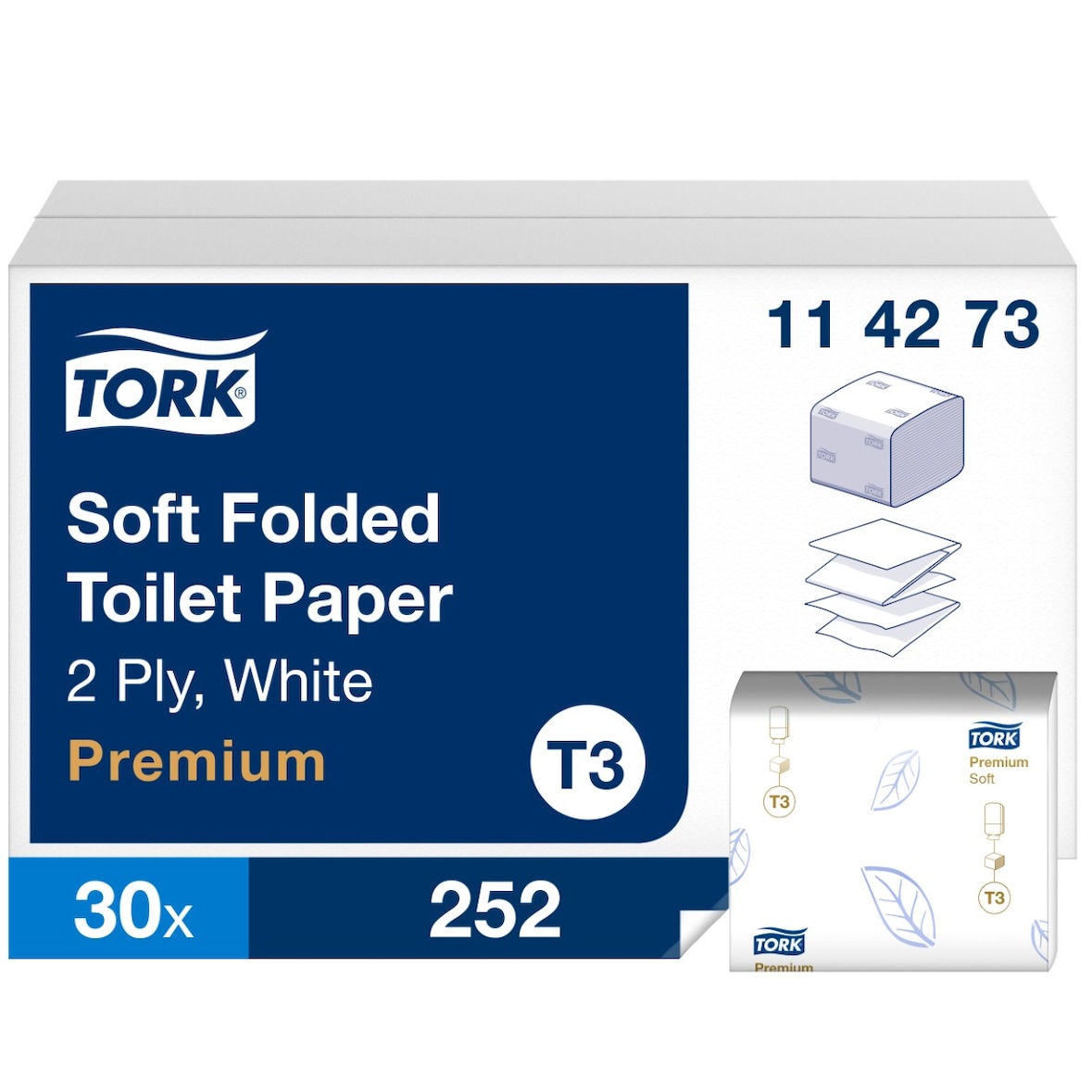 Tork Premium Recycelt 100% Toilettenpapier T3 2-lagig 114273 30 Stück à 252 Blatt