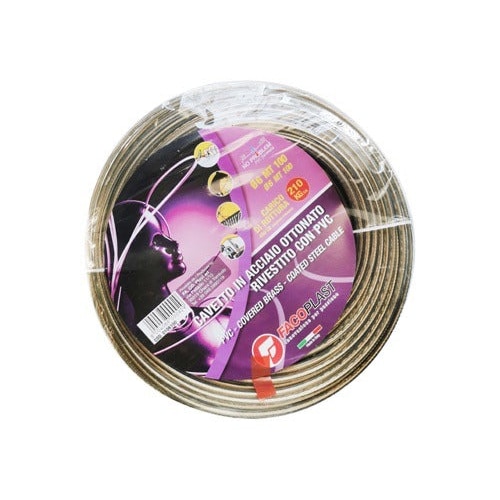 Cavo stendibiancheria in ottone rivestito in plastica gommata rotolo 100 metri - Carico kg 210