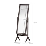 thumbnail of Standspiegel Ganzkörperspiegel 46x47x148cm verstellbarer Neigungswinkel pflegeleichter MDF Rahmen stabiler Stand für Flur Schlafzimmer Bad Kaffeebraun
