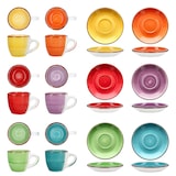 thumbnail of 6er Set Uni bunt Espressotassen mit Untertassen bunt 80ml Steingut 6 Pers Mokka