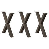 thumbnail of vidaXL Esstischbeine X-Form 3 Stk. Naturstahl 80x(72-73) cm Stahl