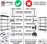 thumbnail of SimonRack Estantería Industrial, 2000x1200x600 mm, 400 kg de Punto Flexión, 4 Estantes Metálicos, Estantería Garaje, Gris/Galva - Ecoforte