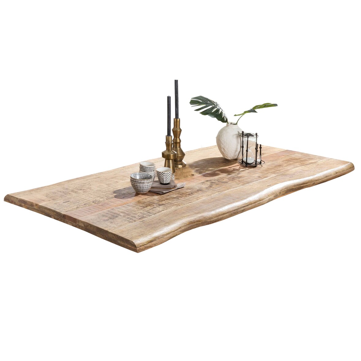 SIT Möbel Esszimmertisch aus Mangoholz | Platte 56 mm natur | Metallgestell schwarz | B 180 x T 90 x H 77,6 cm | 16054-11 | Serie TOPS & TABLES