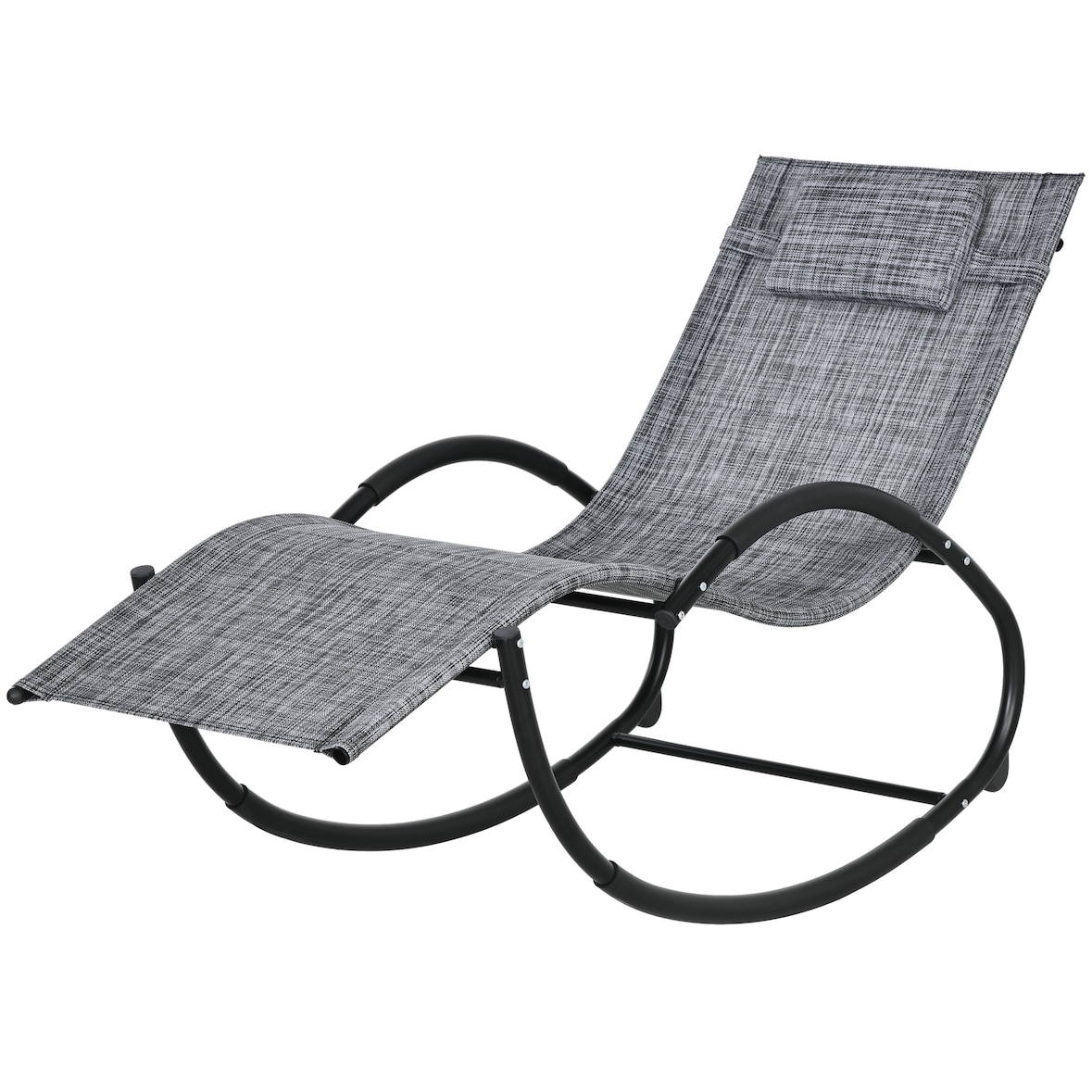 Outsunny Sedia Sdraio a Dondolo Impermeabile con Poggiatesta Grigio