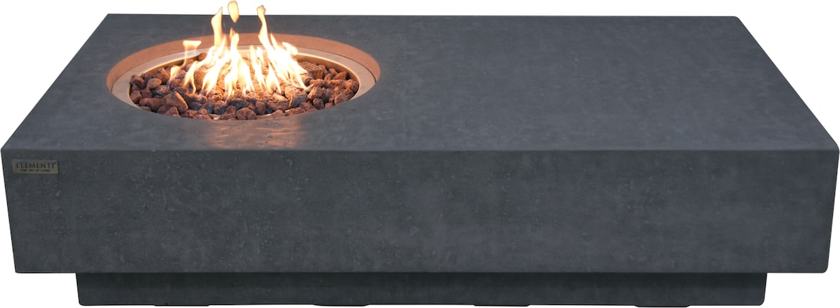 ELEMENTI Gas Feuertisch Metropolis Feuerstelle aus Beton - für Garten, Balkon and Terrasse, wetterbeständig, Dunkelgrau 142x81x35cm