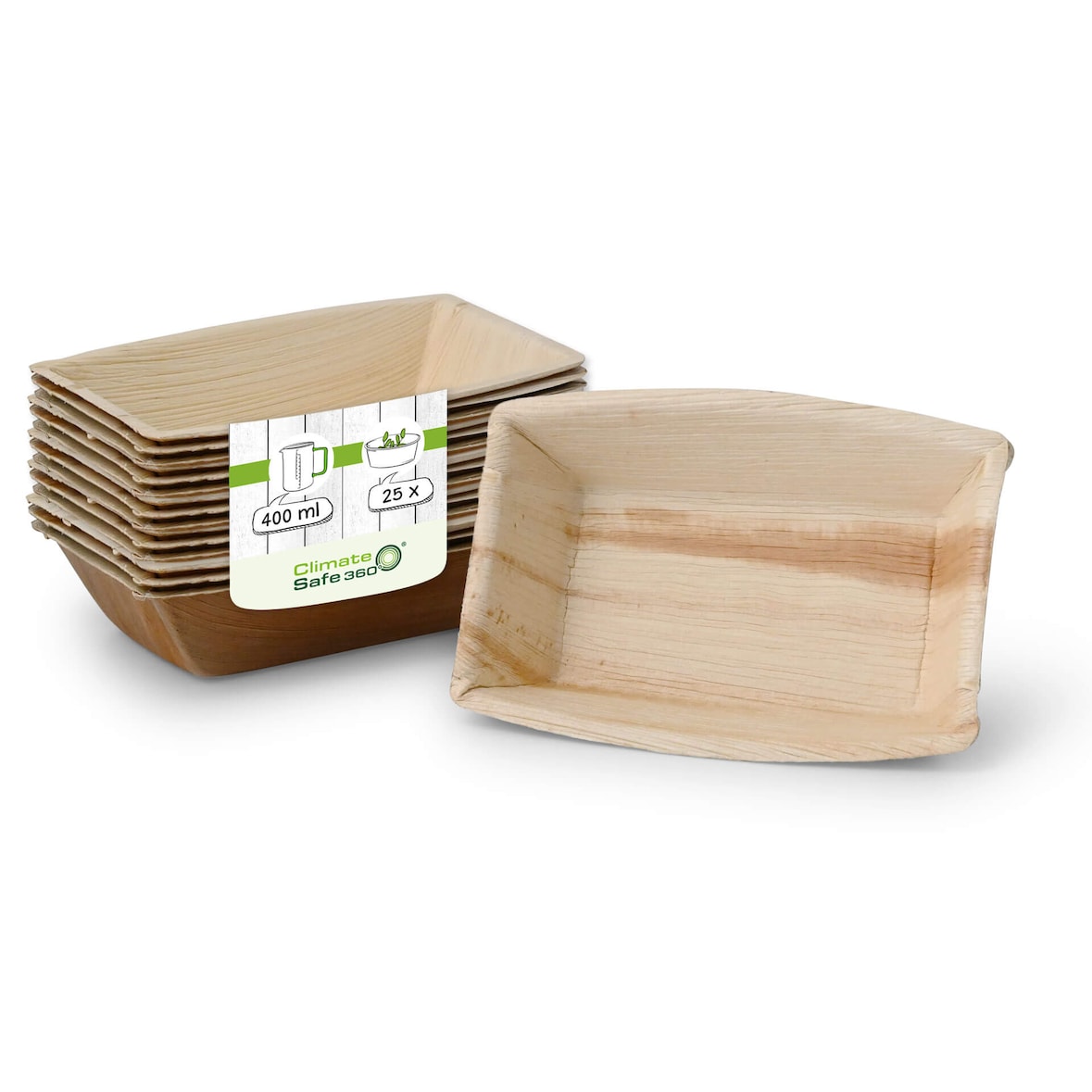greenbox - Palmblatt Schalen "Palmware®" 400 ml, rechteckig, 25 St.