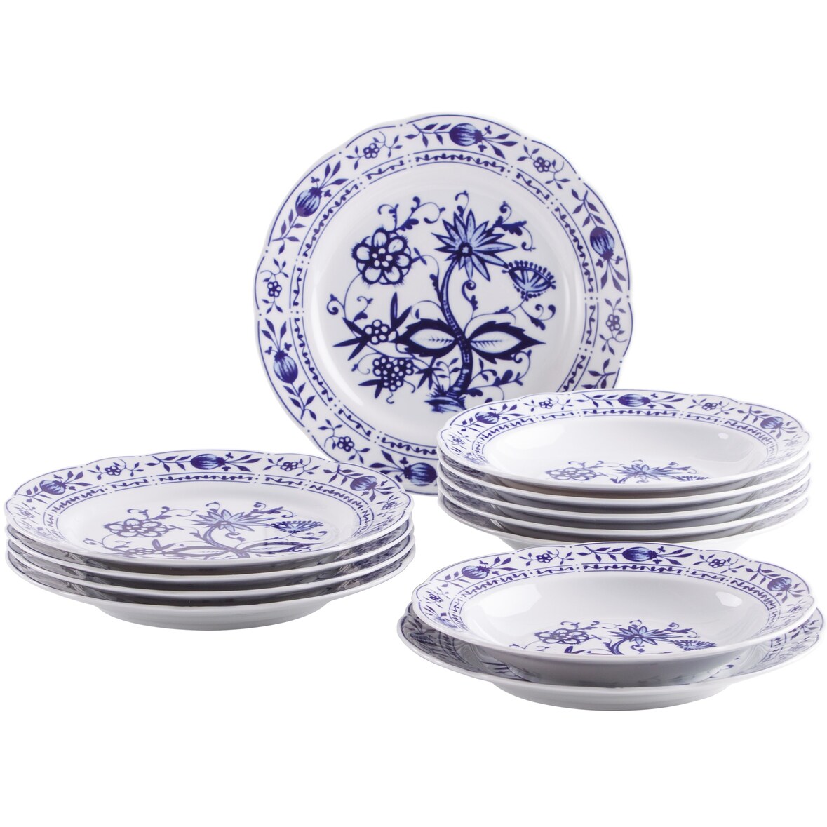 KAHLA 170620A72067C Rossella Zwiebelmuster Tafelservice 12tlg.  | Tellerset für 6 Personen mit Zwiebelmuster Dorkor aus Porzellan