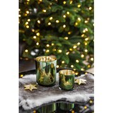 thumbnail of SALE Teelichtglas Sammy (Höhe 13 cm),  grün & goldfarben, Hirsch-Motiv