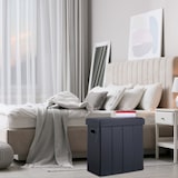 thumbnail of Relaxdays Sitzhocker mit Stauraum, Kunstleder, gepolstert, faltbarer Hocker, Wohnzimmer, HBT: 49 x 48,5 x 27 cm, schwarz