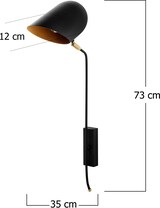 thumbnail of Wandleuchte in Schwarz und Gold 12x35x73cm WellHome Baikal