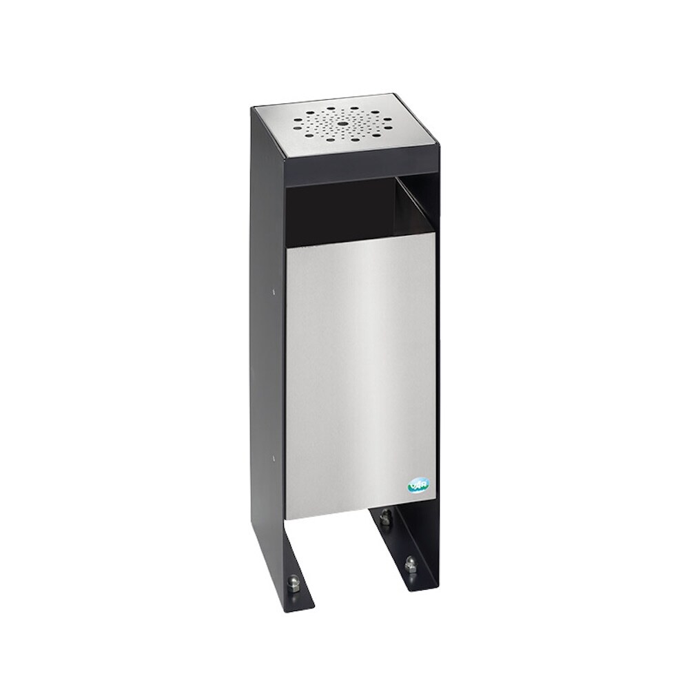 PROREGAL Robuster Kombiascher | 60 Liter, HxBxT 72x25x25cm | Verzinkter Stahl | Schwarz | Mülleimer Aschenbecher Abfalleimer