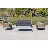 thumbnail of METRO Professional Set de terrasse TRIBU  4 pièces, aluminium / rotin PE, 1 x banquette 2 places, 2 fauteuils, 1 table, gris foncé