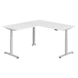 thumbnail of bümö Eckschreibtisch elektrisch höhenverstellbar L-Form: 180 x 200 cm in weiß, Gestell silber - Stehschreibtisch mit Memory-Steuerung, elektrischer
