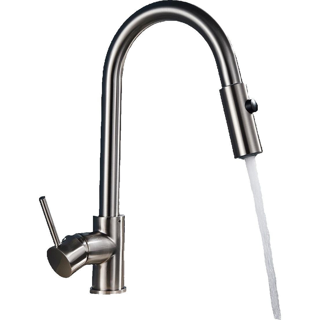 Paul | Premium Silber gebürstet ausziehbare Niederdruck Armatur |Edelstahl Wasserhahn Küche | Mischbatterie - 360 Grad drehbar | Boiler 3 Anschlüsse